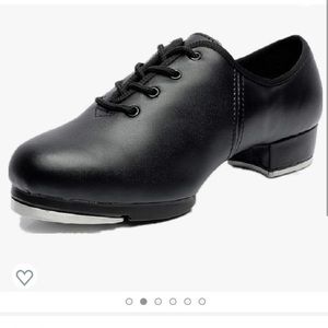 Black leather lace-up tap shoes size 7 Women